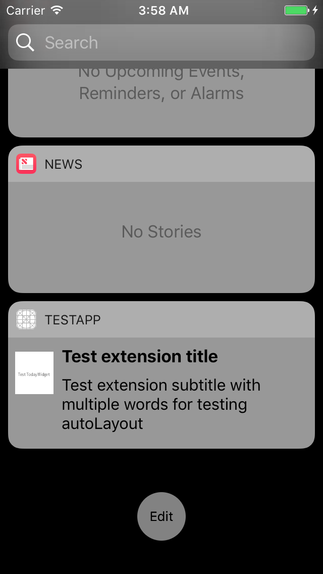 Widget: Today extension
